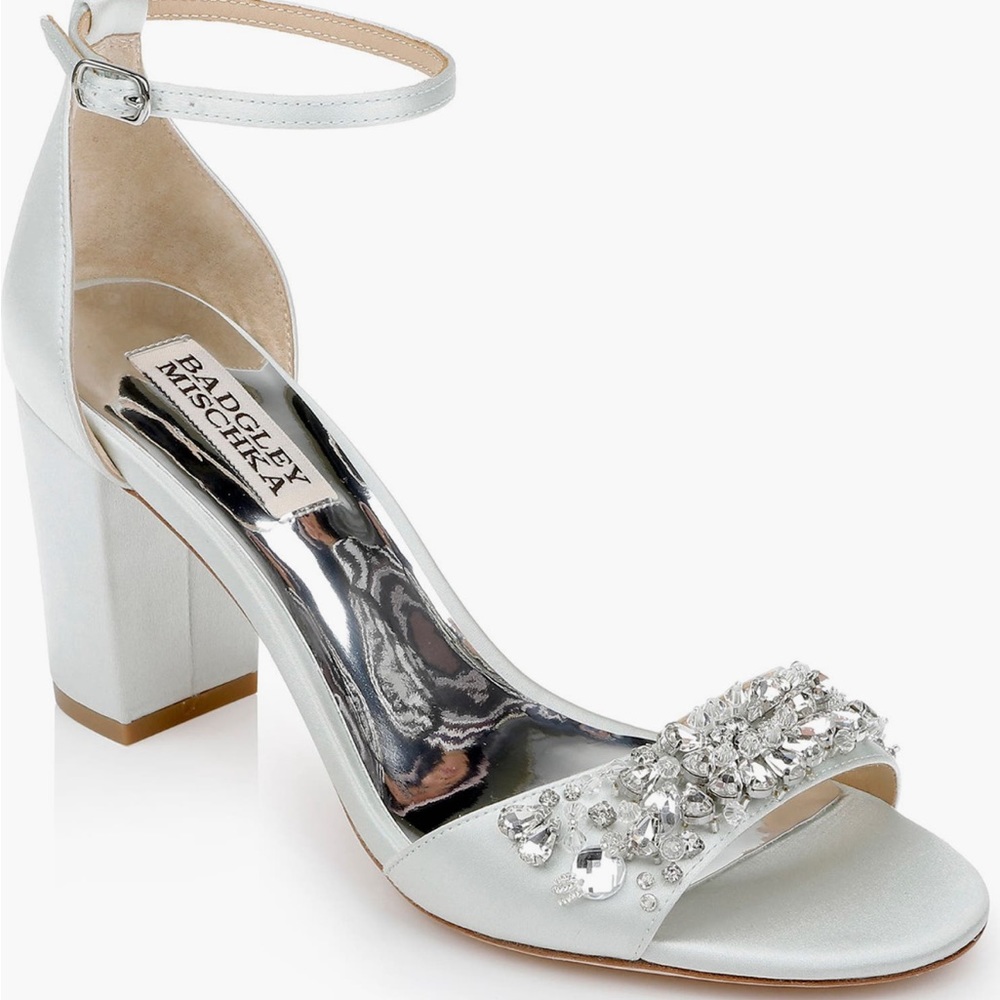 Badgley Mischka Tempest Embellished Block Heel Sandal Wedding Bridal